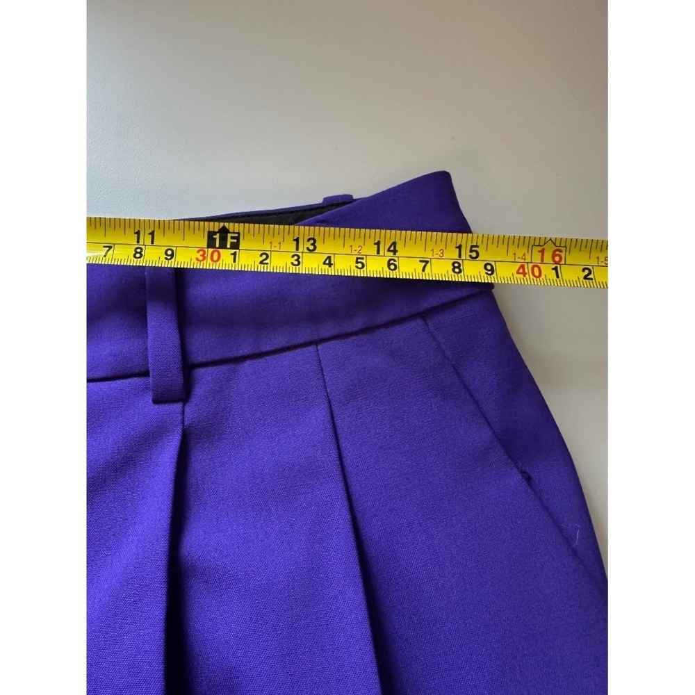 Theory Pleated Low-Rise Wide Leg Pant in Good Wool - Blue Iris (Purple) | Size 2 - Picture 10 of 12